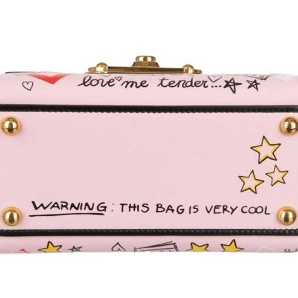 Authentic Dolce and Gabbana Mural Graffiti Amore Tote Shoulder WELCOME Mini Pink - Picture 5 of 6